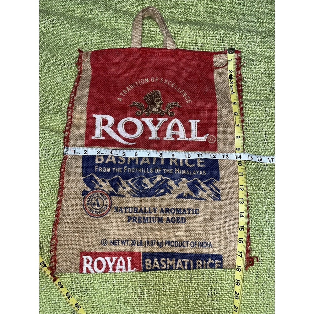 Royal Basmati Rice Burlap Tote Bag Sack Zipper - Picture 4 of 4